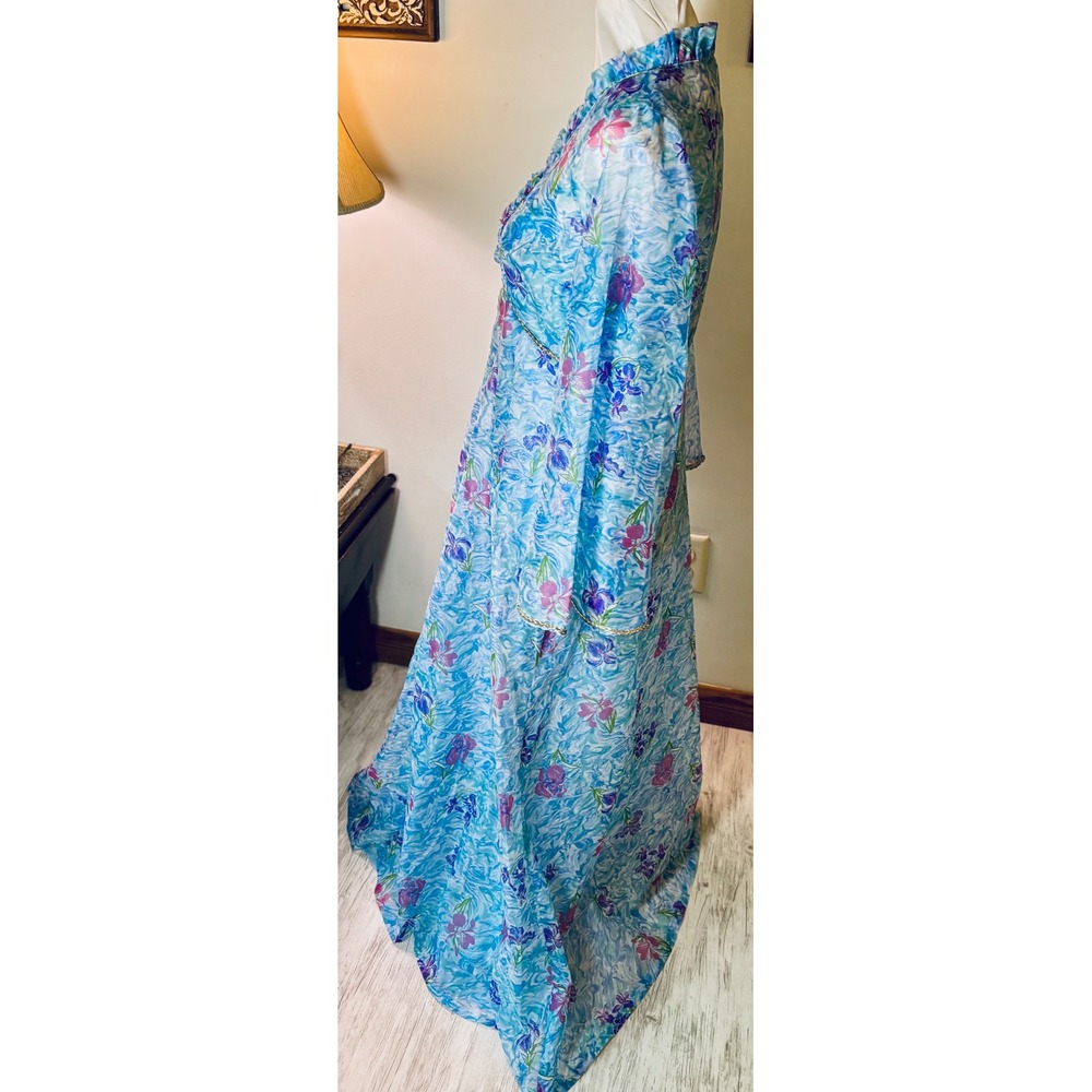 Vintage‎ 60s Mad Men flower Dress Set, Sheer Layered Gown Bell Sleeve S/M - Picture 16 of 16